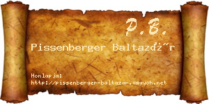 Pissenberger Baltazár névjegykártya